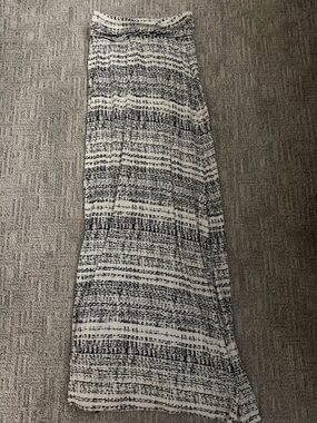 Cynthia Rowley White and Black Textured Stripe Maxi Skirt